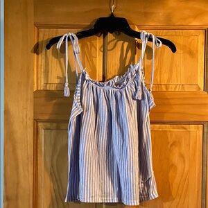 Striped Blue Tie-Shoulder Women's Tank Top